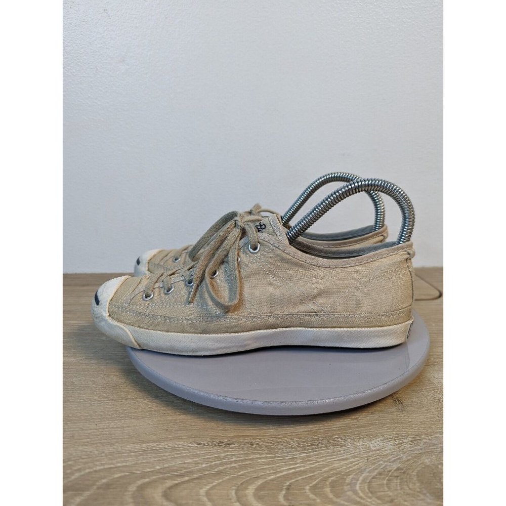 Converse Jack Purcell Tan White Canvas Low Top Casual Sneakers 540345C size 7.5 - Picture 6 of 10